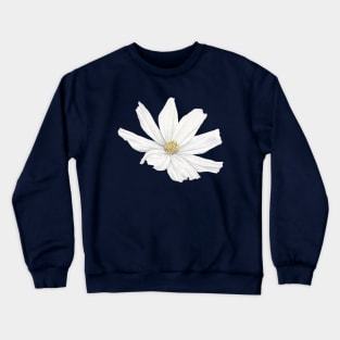 White Cosmos Flower with Back Background Crewneck Sweatshirt